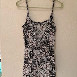 Women's Black and Pink Patterned Romper